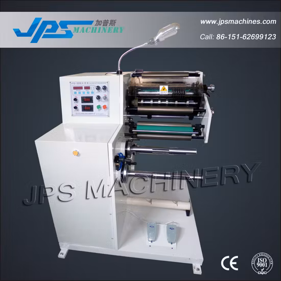 Jps-320fq-Tr 자체 접착 감열지 라벨 필름 스티커 롤용 자동 터렛 되감기/절단/되감기 기계